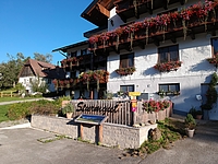 zeigt den Startpunkt der Wanderwege vorm Haus