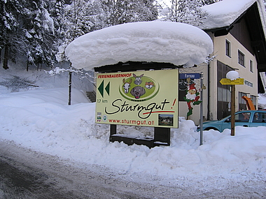 Zufahrtsschild Berghof Sturmgut